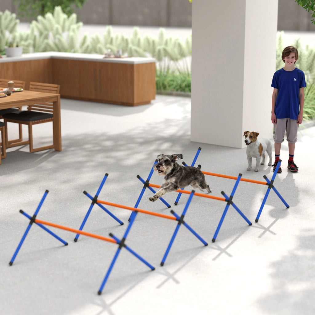 Set Agility per Cani ¨C Xylo ¨C 4 Pezzi con Ostacoli Regolabili e Borsa