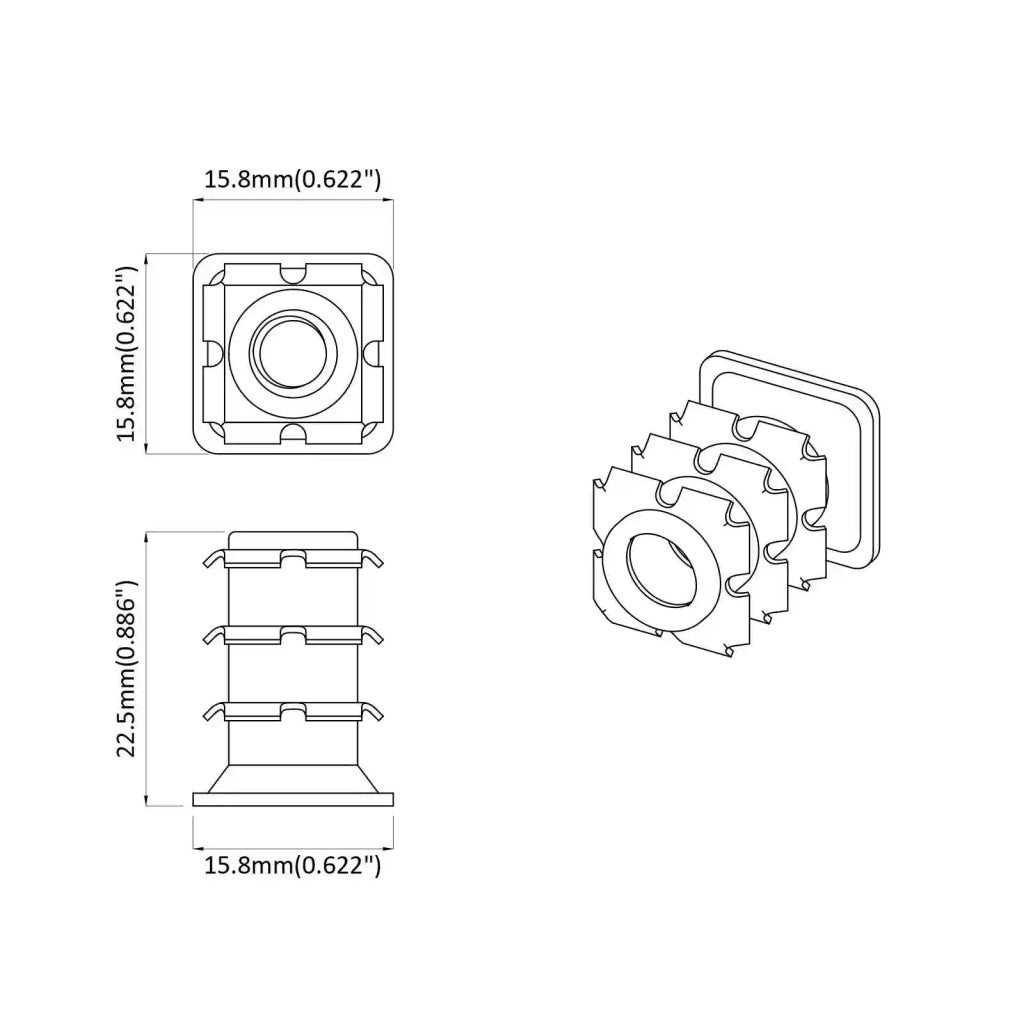 Inserto per tubo filettato 1818 pcs Nero e Argento