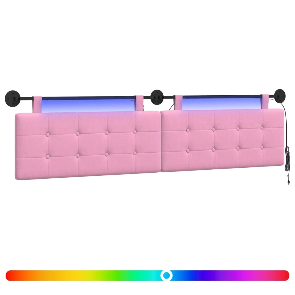 Testiera sospesa Con luce LED Rosa Tessuto 3424502