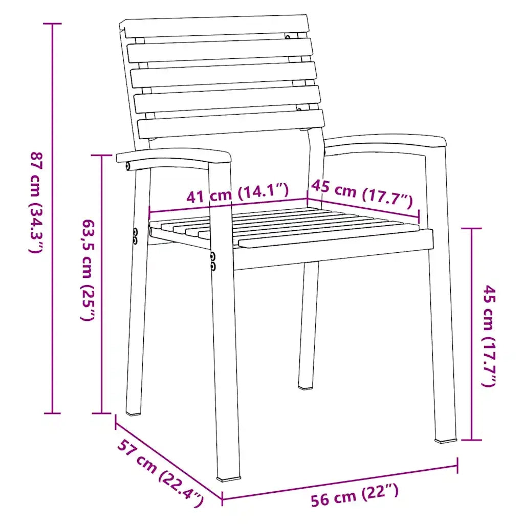 Sedia da Giardino 2 pcs Marrone 56 x 57 x 87 cm 4010624