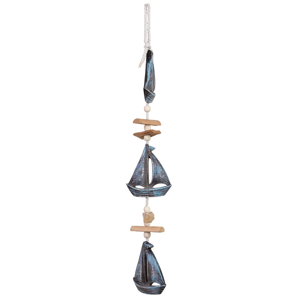Campanello a vento decorativo in legno, blu, 8x2x50h cm