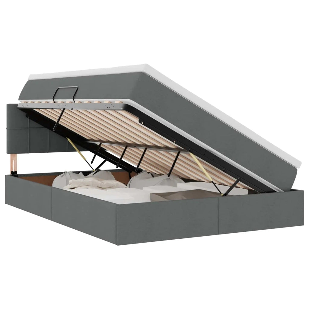 Letto con contenitore e materasso Grigio scuro 140 x 200 cm