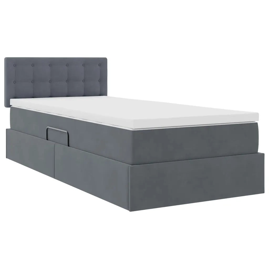 Letto con Contenitore Grigio scuro 90 x 200 cm Velluto