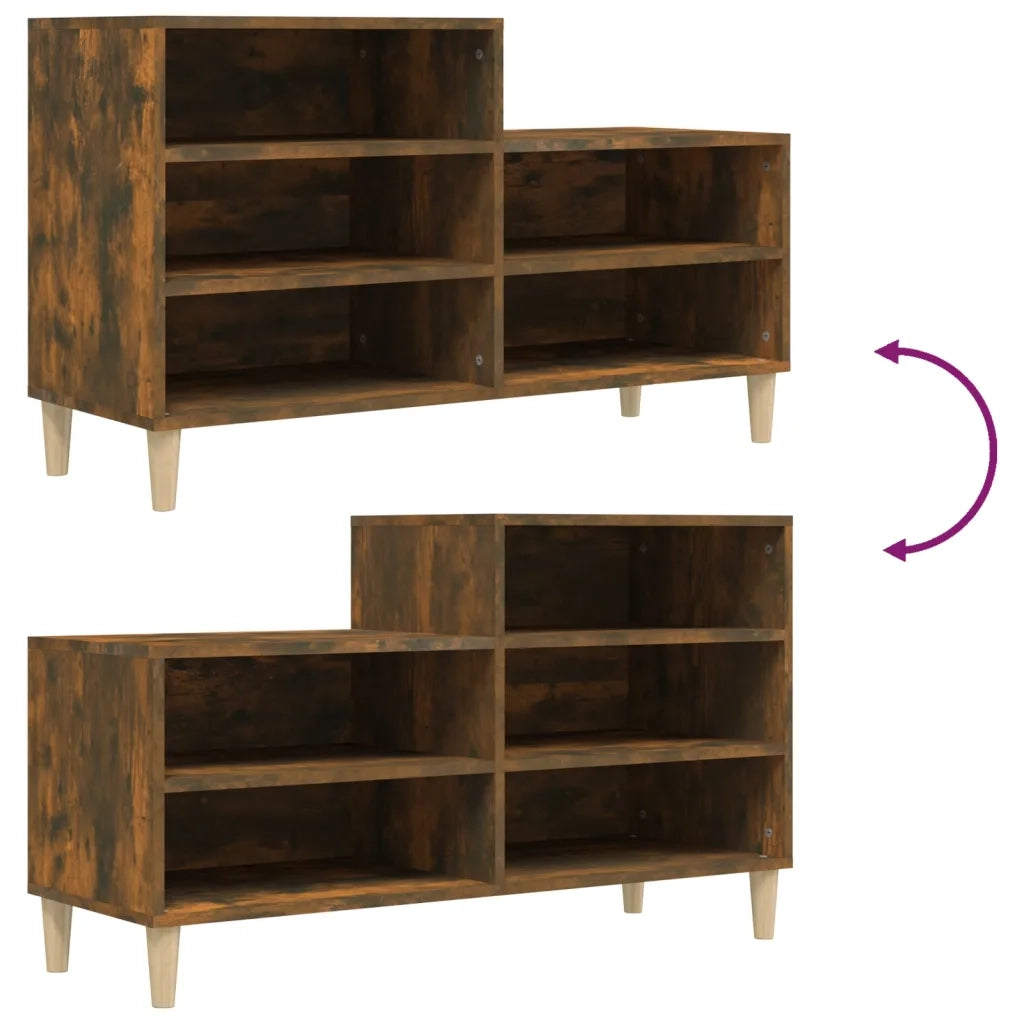 Scarpiera-Scaffale per scarpe Rovere Fumo 102x36x60 cm in Legno Multistrato 491956