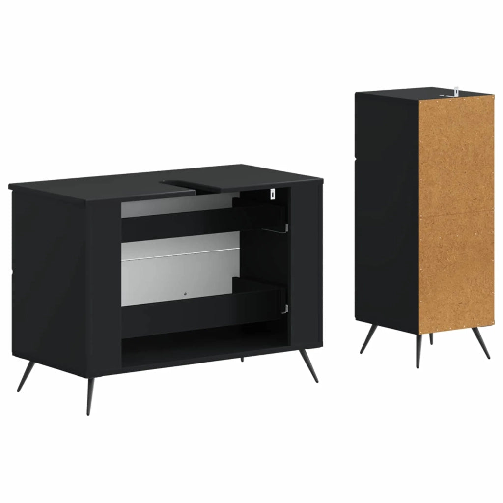 Set di Armadi da Bagno da 2 Pezzi BREDA Nero 3417721