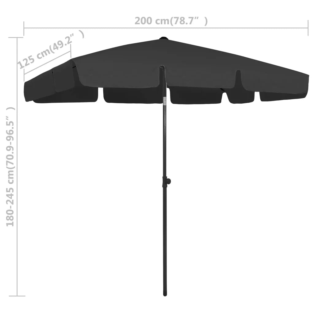 Ombrellone da Spiaggia-Ombrellone da mare Nero 200x125 cm