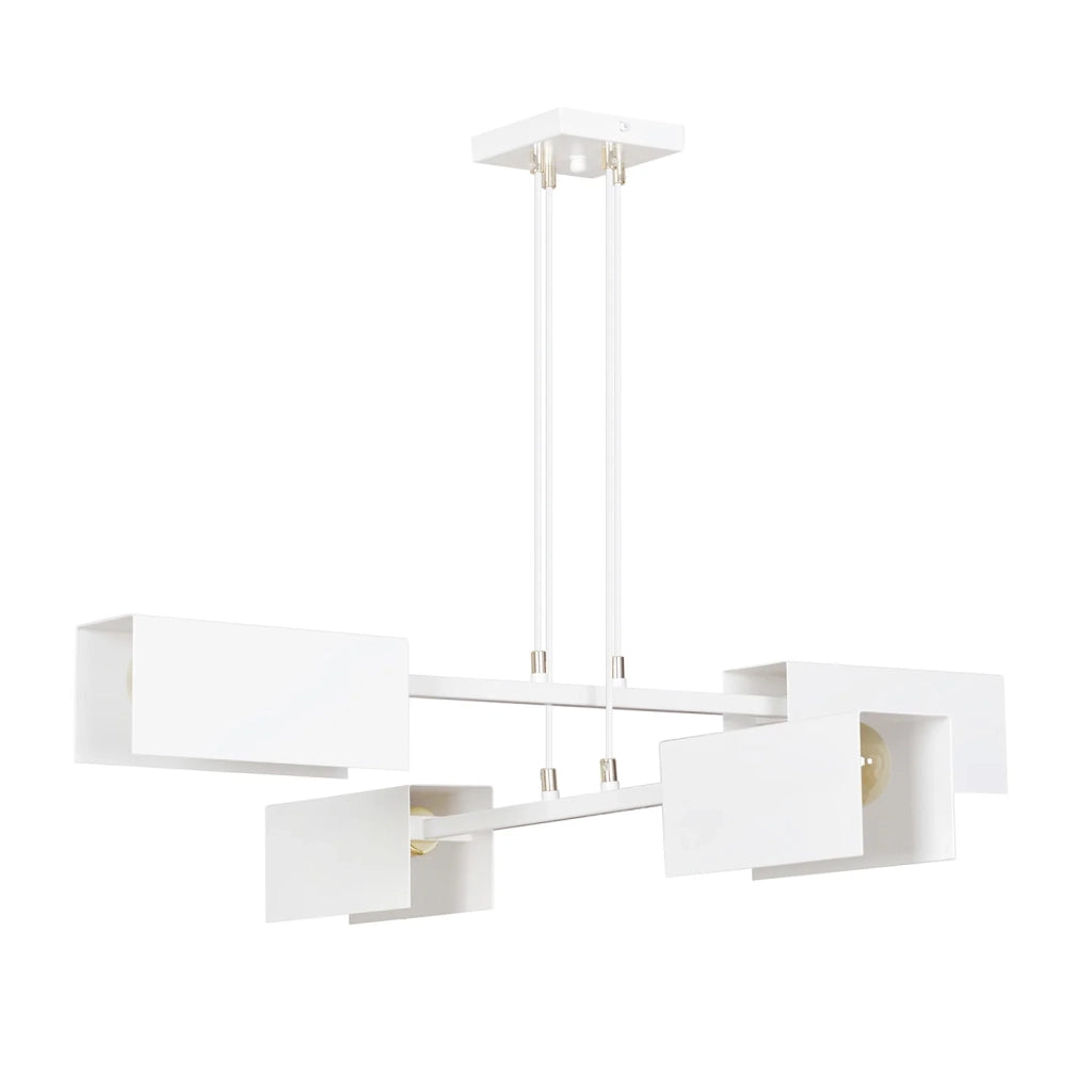 Lampadario Minimal Yuhuang Acciaio Bianco 4 Luci E27 Ip20