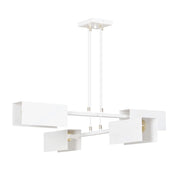 Lampadario Minimal Yuhuang Acciaio Bianco 4 Luci E27 Ip20