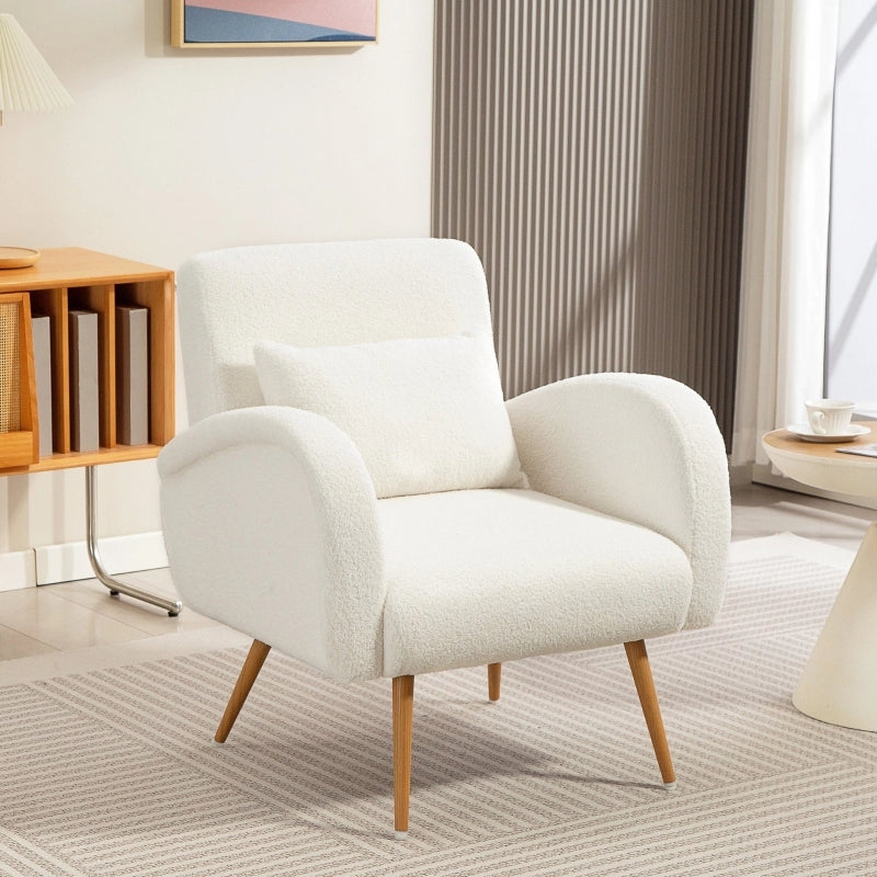 POLTRONA Relax 77x77x83 cm Fleece Crema con cuscino lombare