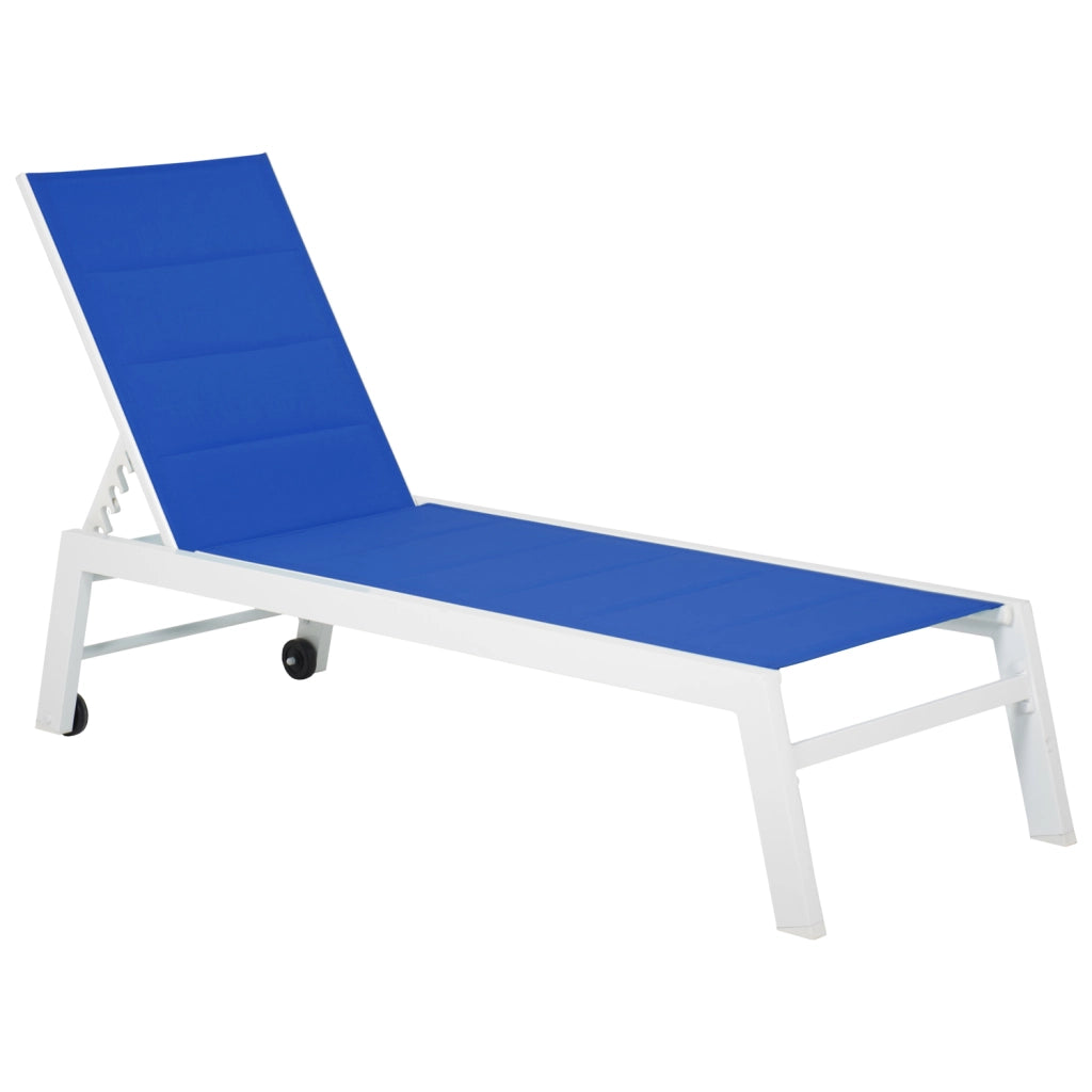 Set di 2 lettini BARBADOS in textilene blu - alluminio bianco