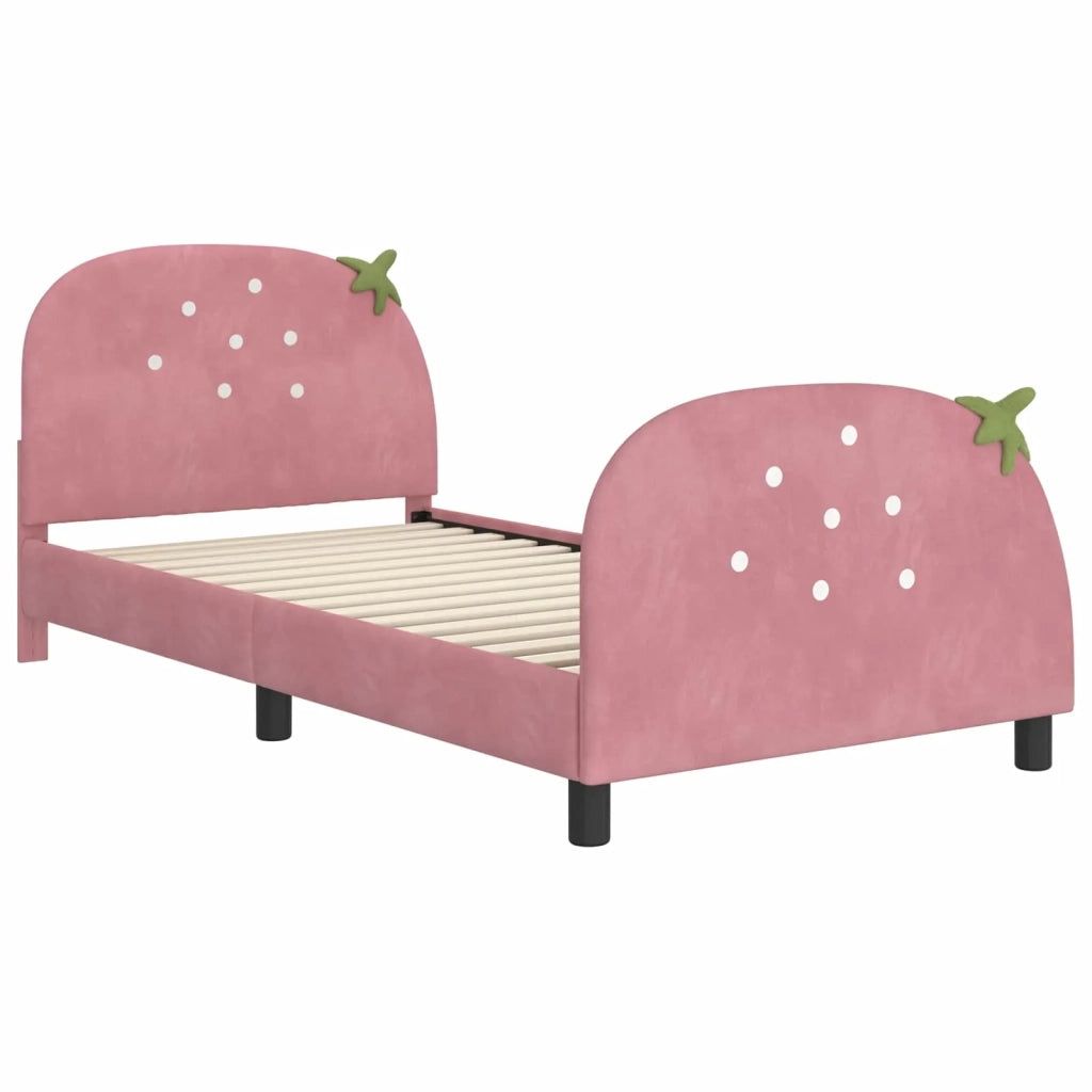 Struttura letto bambini con testata-Giroletto per bambini Rosa 80 x 200 cm Velluto 644821