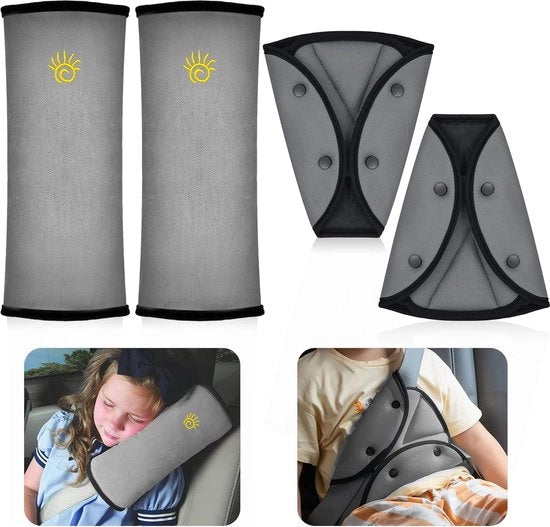 4 cuscini di sicurezza per bambini, 2 seggiolini per auto, cuscino di cintura, 2 cuscini di cintura, cuscino di protezione, cuscino di sicurezza rimovibile, protezione della cintura per un maggior comfort in viaggio