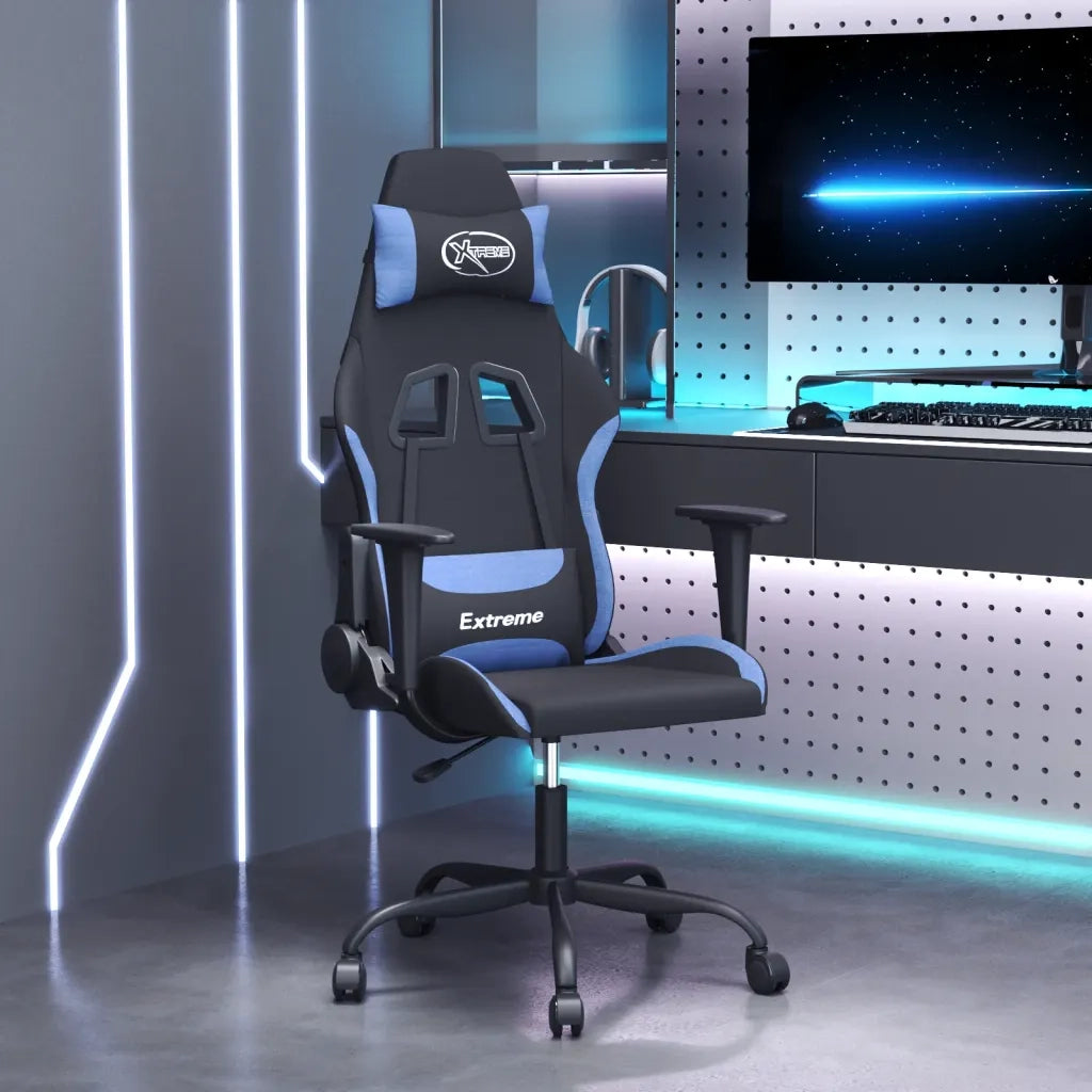 Sedia da Gaming Nero e Blu in Tessuto 3143718