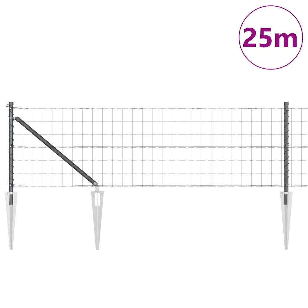 Recinzione con Posto Grigio 0,6 x 25 m Acciaio e PVC 3350682