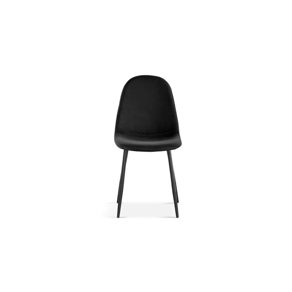 Sedia BOÏ – Velluto nero – Gambe in metallo nero – Design moderno