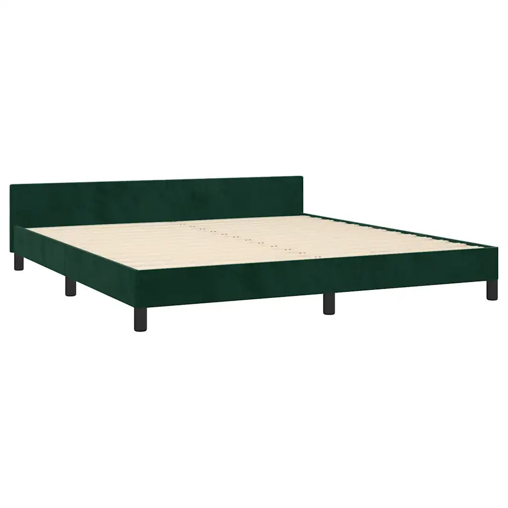 Letto matrimoniale | Letto per adulti | Giroletto con Testiera Verde Scuro 180x200 cm in Velluto