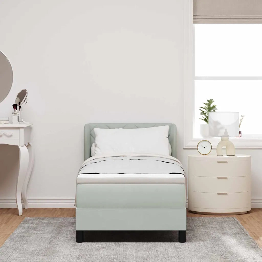 Letto a molle con testiera Grigio chiaro 80 x 200 cm Velluto 3340412