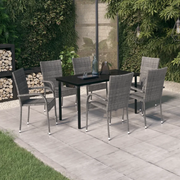 Set da Pranzo per Giardino 7 pz con Cuscini Grigio e Nero 3099392