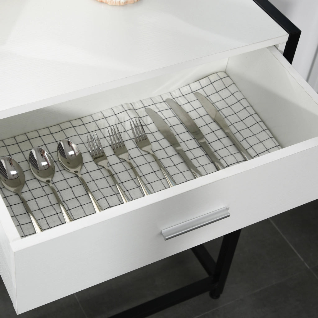 Consolle con 2 Cassetti e Gambe Regolabili ¨C zephmum ¨C Bianco e Nero 120x34x81 cm