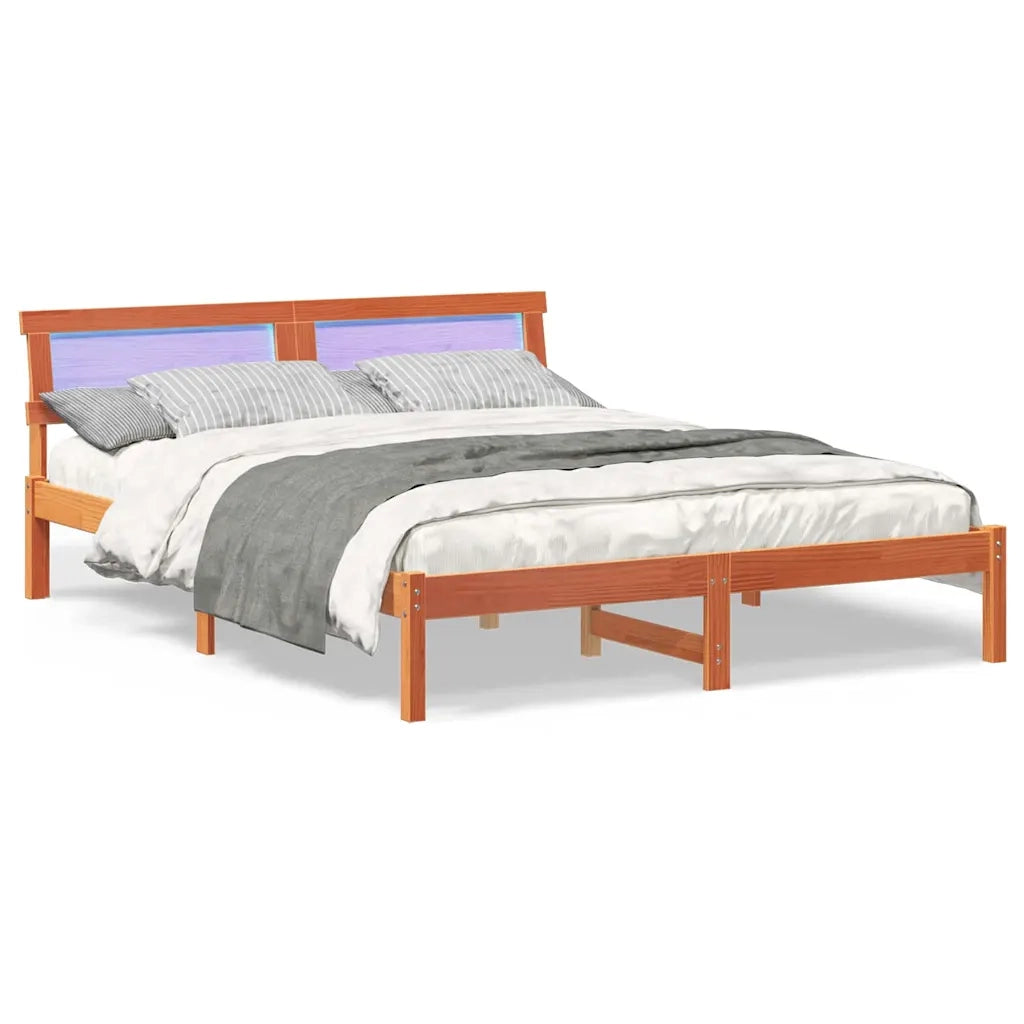 Letto matrimoniale | Letto per adulti | Struttura del letto Marrone cerato 160 x 200 cm Pino massello