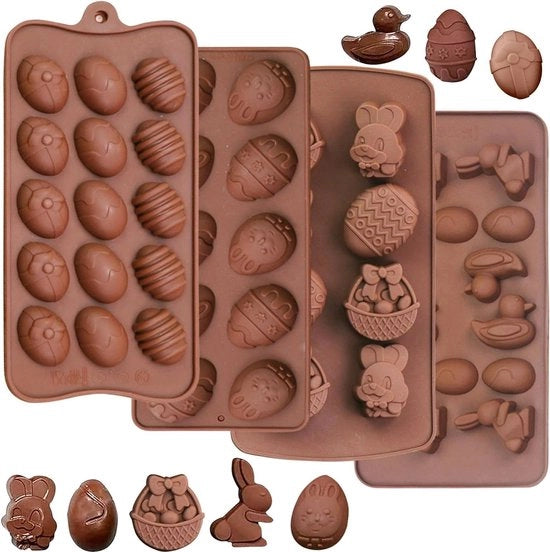 Silice Mould - Mould per Uova di Cioccolato per Pasqua Uova di Cioccolato Pasquale 4 pezzi Modelli 3D per Dolci Mould per Gelato