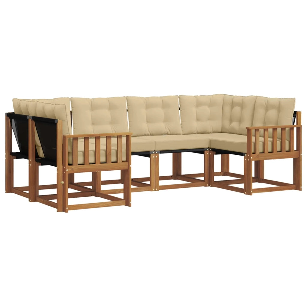 Set di divani da esterno con cuscino 6 pcs Naturale e Beige 3369000