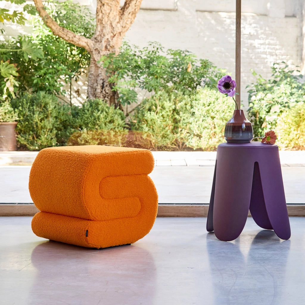 Pouf in bouclé, arancione