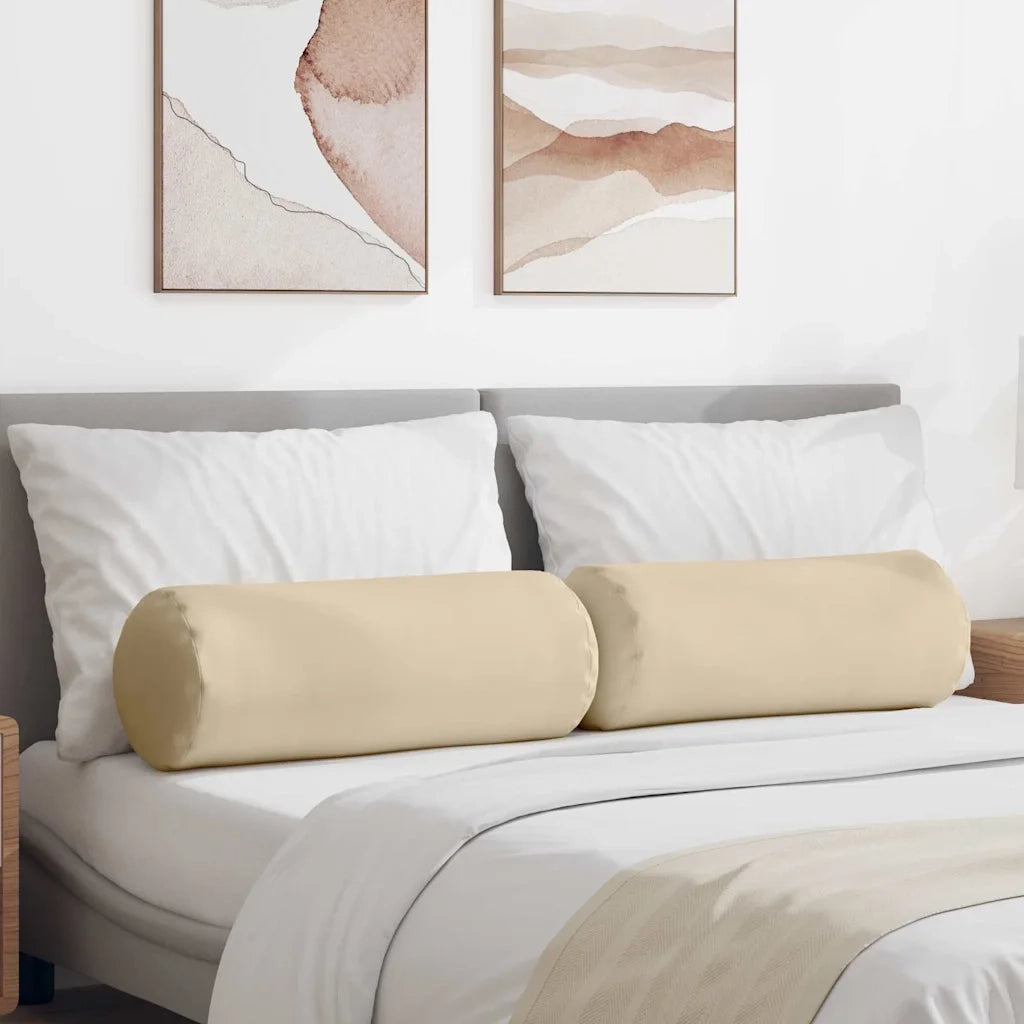 Cuscini a rullo 2 pcs Crema Ø 25 x 70 cm Tessuto in Microfibra 42014344