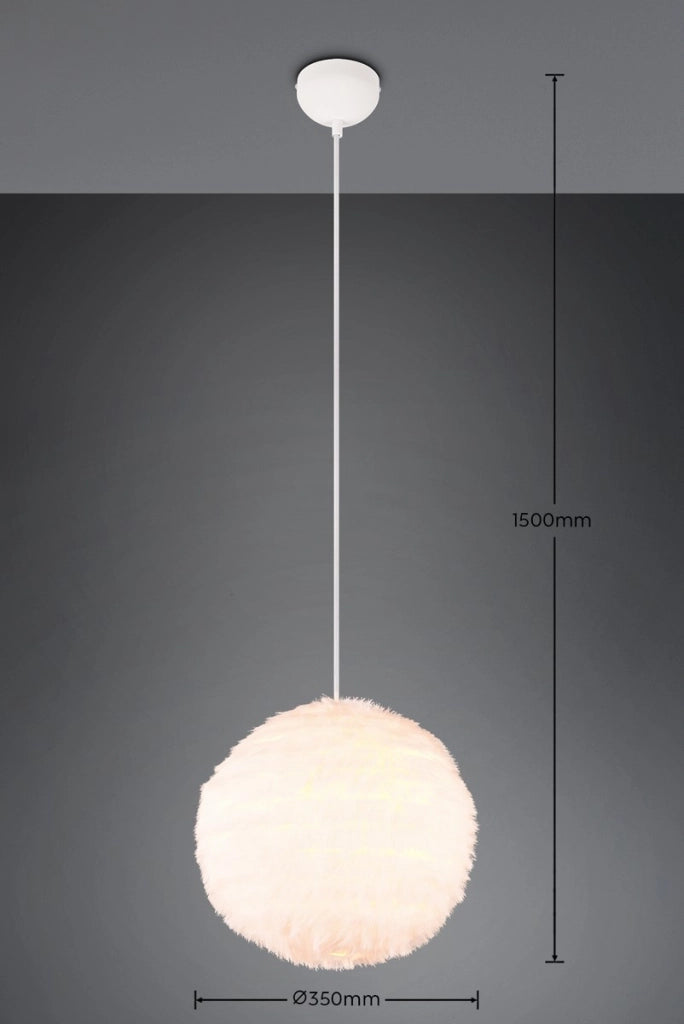 Lampada a sospensione FURRY peluche bianco Ø35 E27