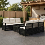 Set Divano da Giardino 7 pz Nero polyrattan 3435643