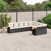 Set Divani da Giardino 9 pz con Cuscini Nero in Polyrattan 3227141