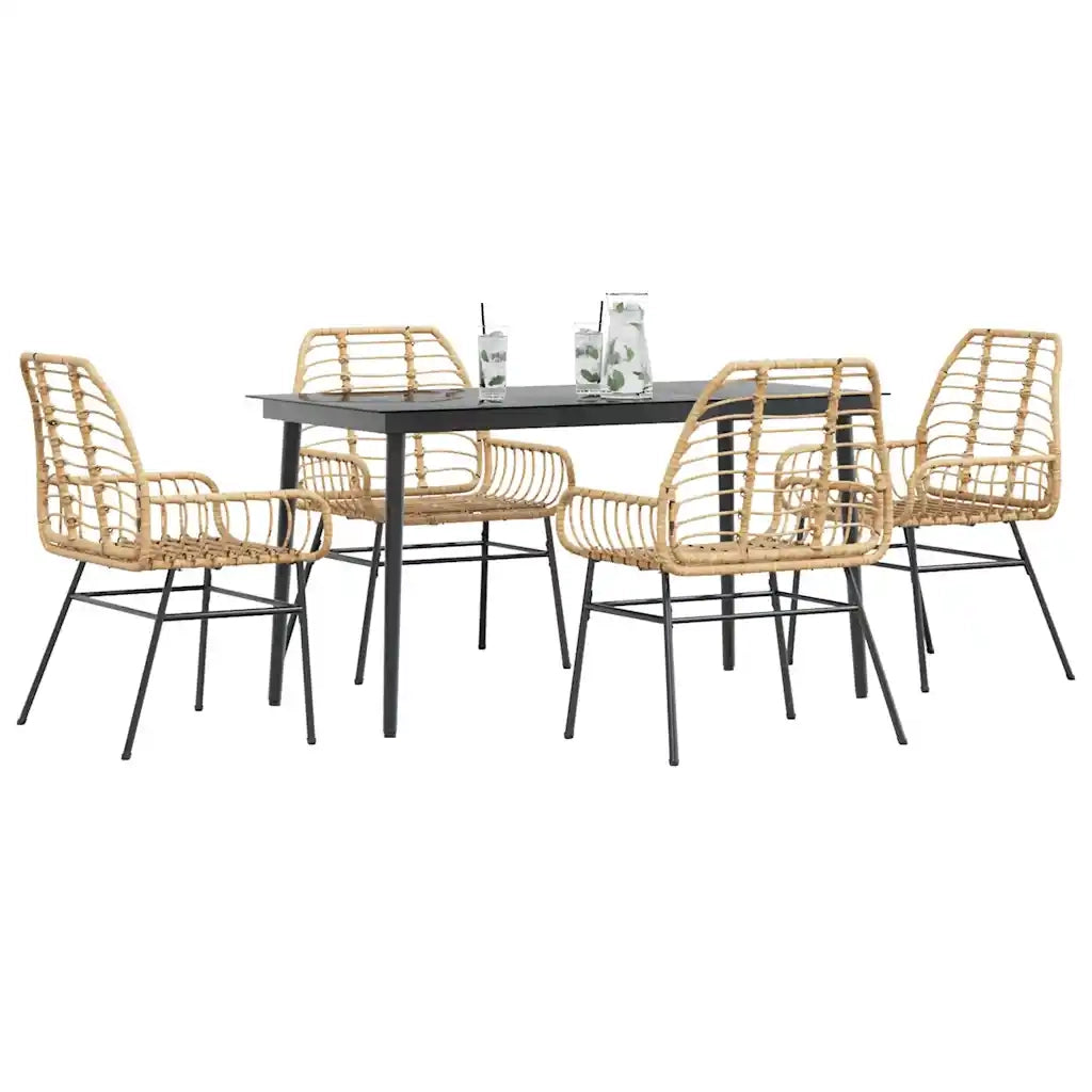 Set da Pranzo da Giardino 5pz Polyrattan Vetro 3334445