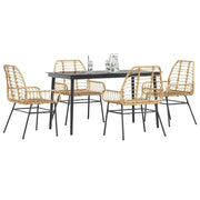 Set da Pranzo da Giardino 5pz Polyrattan Vetro 3334445