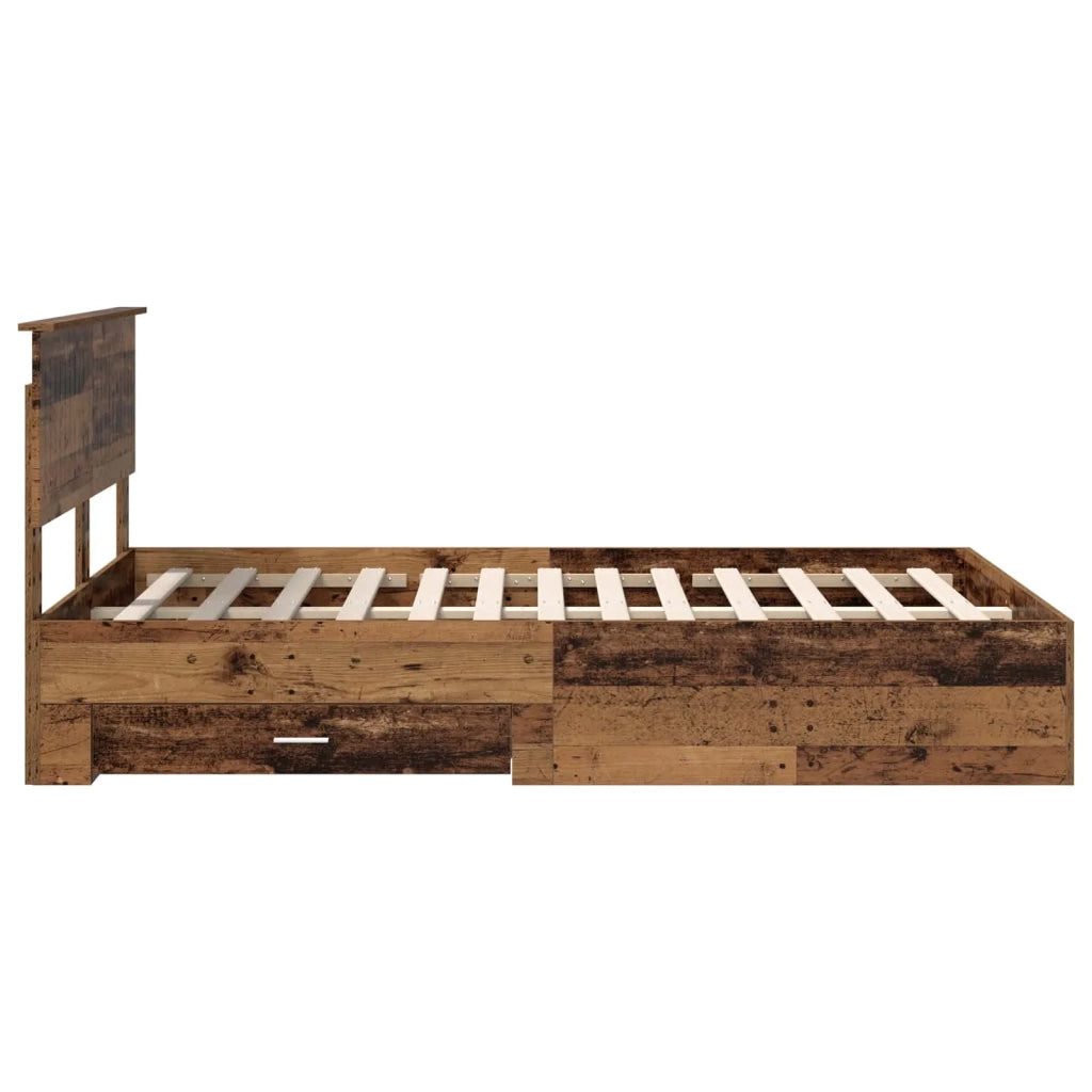 Letto matrimoniale | Letto per adulti | Struttura del letto con testiera Legno vecchio 120 x 190 cm