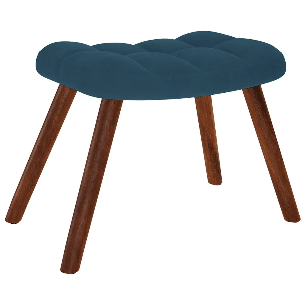 Poltrona a Dondolo con Poggiapiedi Blu in Velluto 4016853