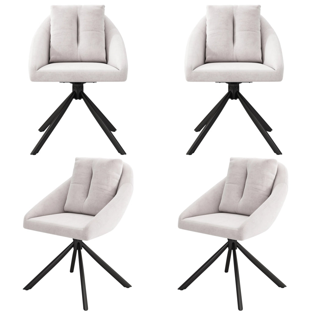 Sedia da Pranzo Girevole Imbottita in Velluto ¨C MINIMAL ¨C Beige, Set 4 Pezzi