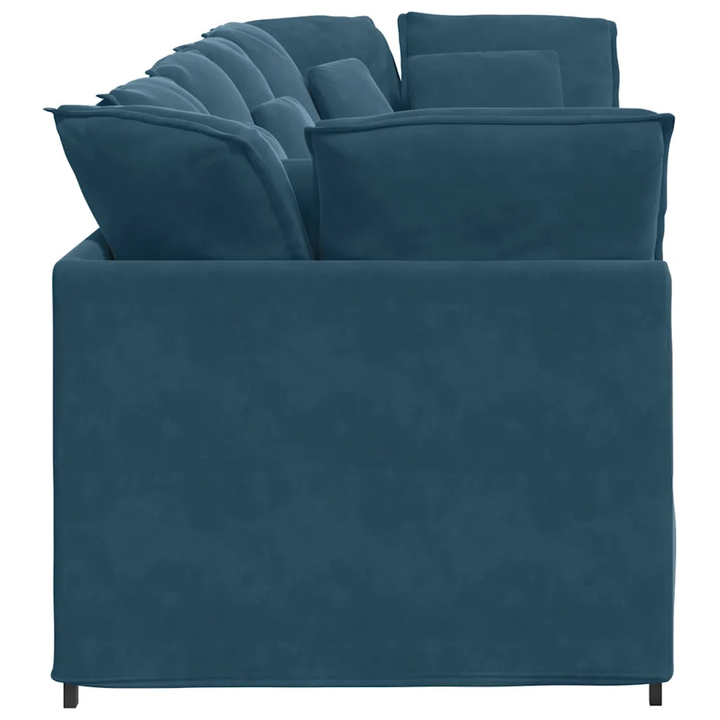 Divano Modulare con Cuscini in Velluto Blu 3321278