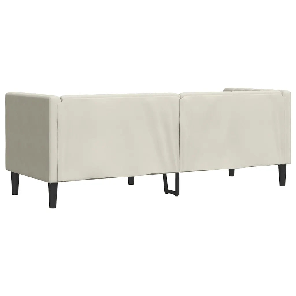 Divano Chesterfield con Rinforzi 3 Posti-Sofa 3 Posti-Divanetto Crema in Velluto
