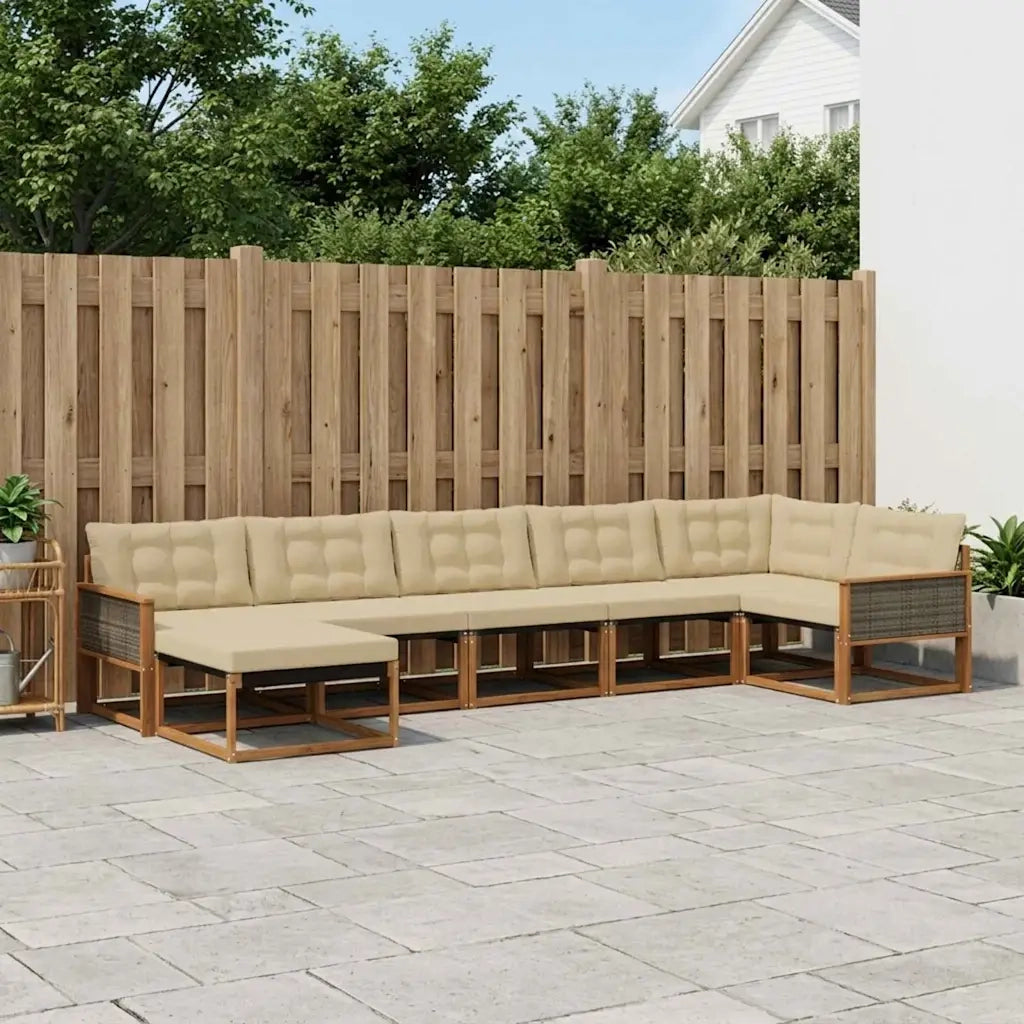 Set di divani da esterno con cuscino 7 pcs Naturale e Beige 3381565