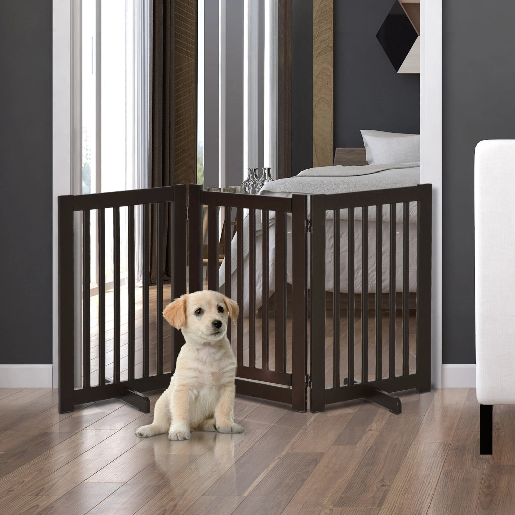 Cancelletto di Sicurezza Regolabile ¨C Xylo ¨C 3 Pannelli Legno Marrone 155x76 cm
