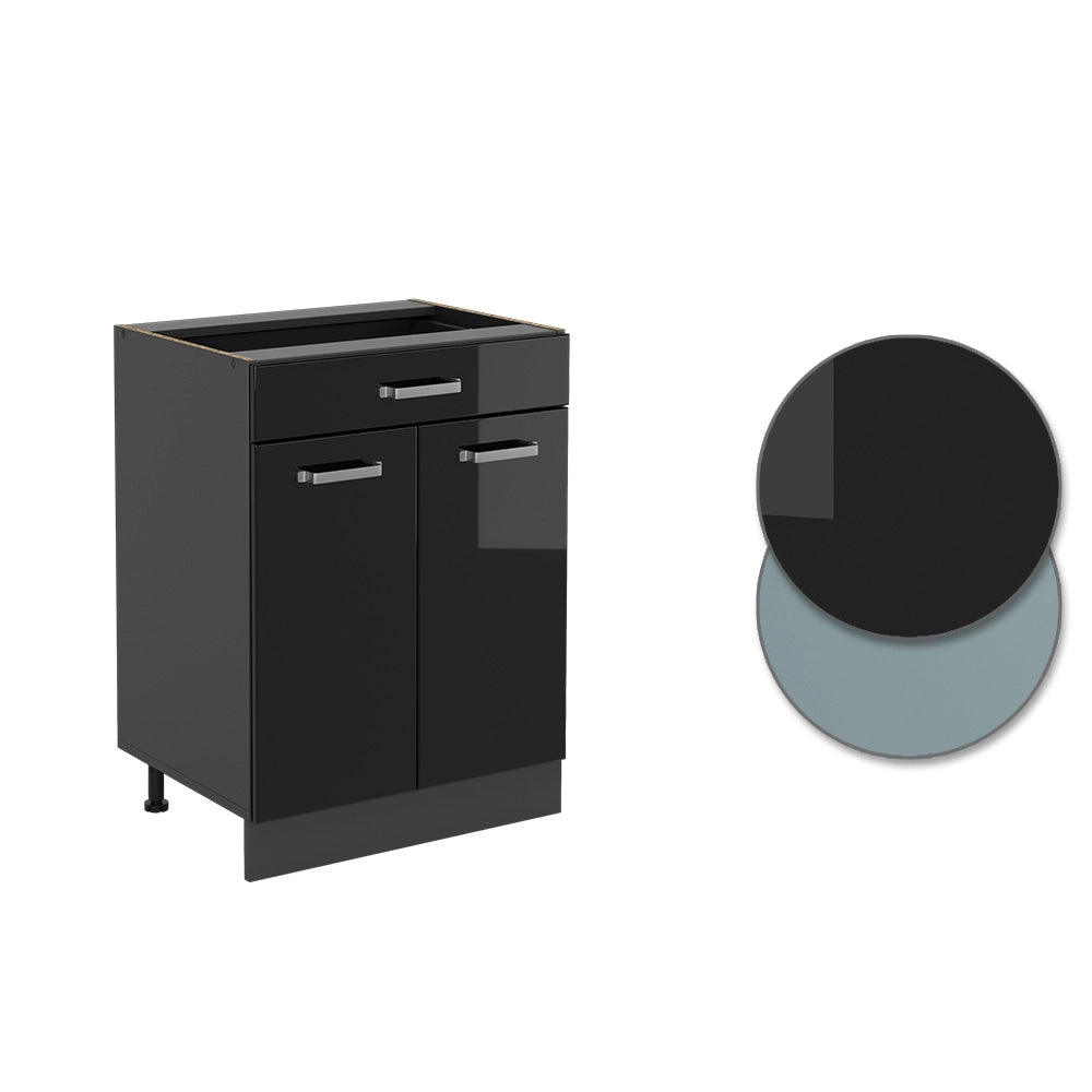 Vicco Base da cucina Nero lucido 60 cm , AP Oak