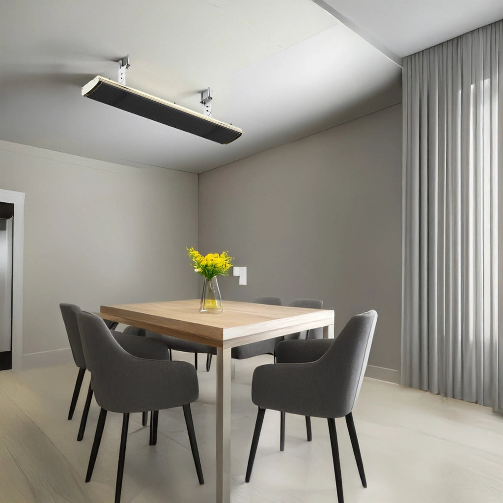 Riscaldatore Industriale a Infrarossi Mpc Algeciras Struttura In Alluminio Adatto Per Interni Ed Esterni Potenza 4000w Alimentazione 380v Lunghezza 200 Cm Modello Senza Telecomando