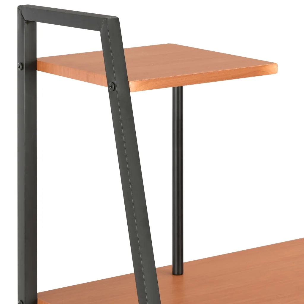 Scrivania | Tavolo da Ufficio con Mensole Nera e Marrone 102x50x117 cm