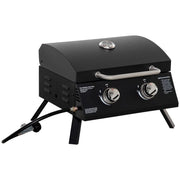 BARBECUE A GAS PIEGHEVOLE CON COPERCHIO, TERMOMETRO E 2 BRUCIATORI IN ACCIAIO