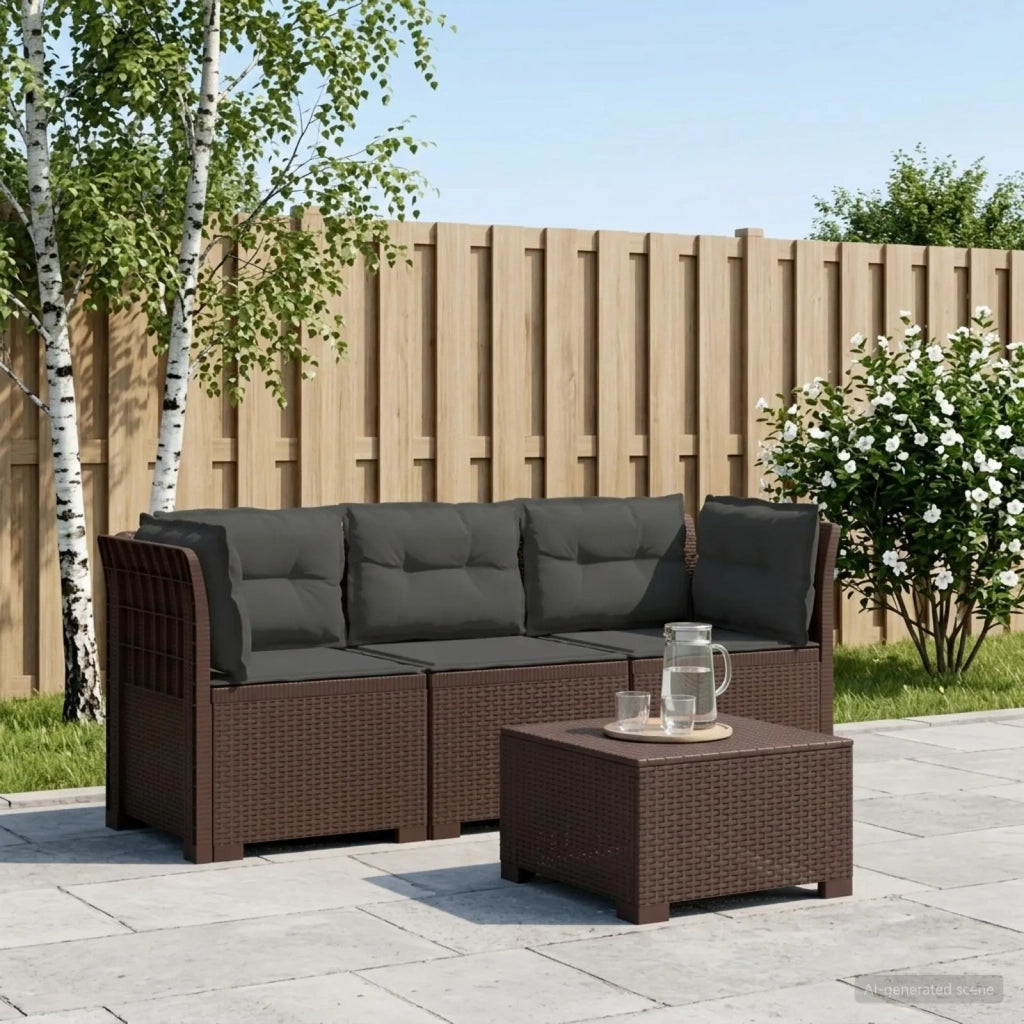 Divano da giardino 3 posti con cuscini in look rattan PP 3443839