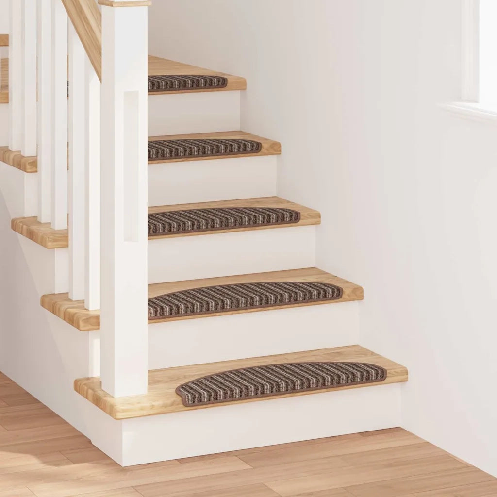 Tappetini per scale autoadesivi 15 pz | Gradini per Scale Marrone 65 x 21 x 4 cm