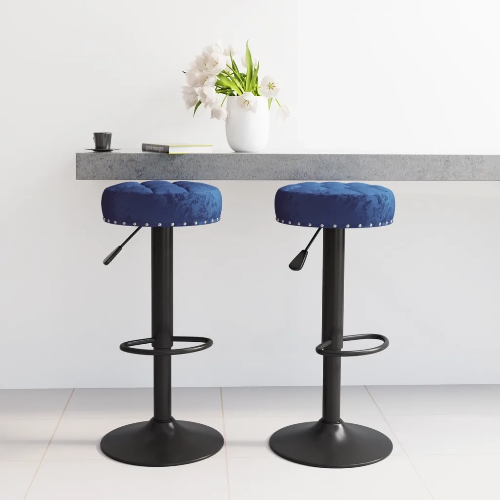 Sgabelli da Bar 2 pz Blu in Velluto 332999