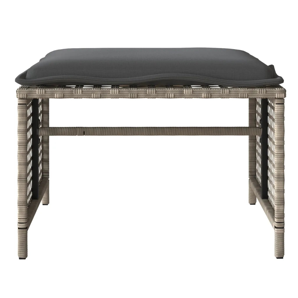 Divano da Giardino 4pz Cuscini-Sofa da Giardino-Divano da esterno Grigio Chiaro Polyrattan e Vetro