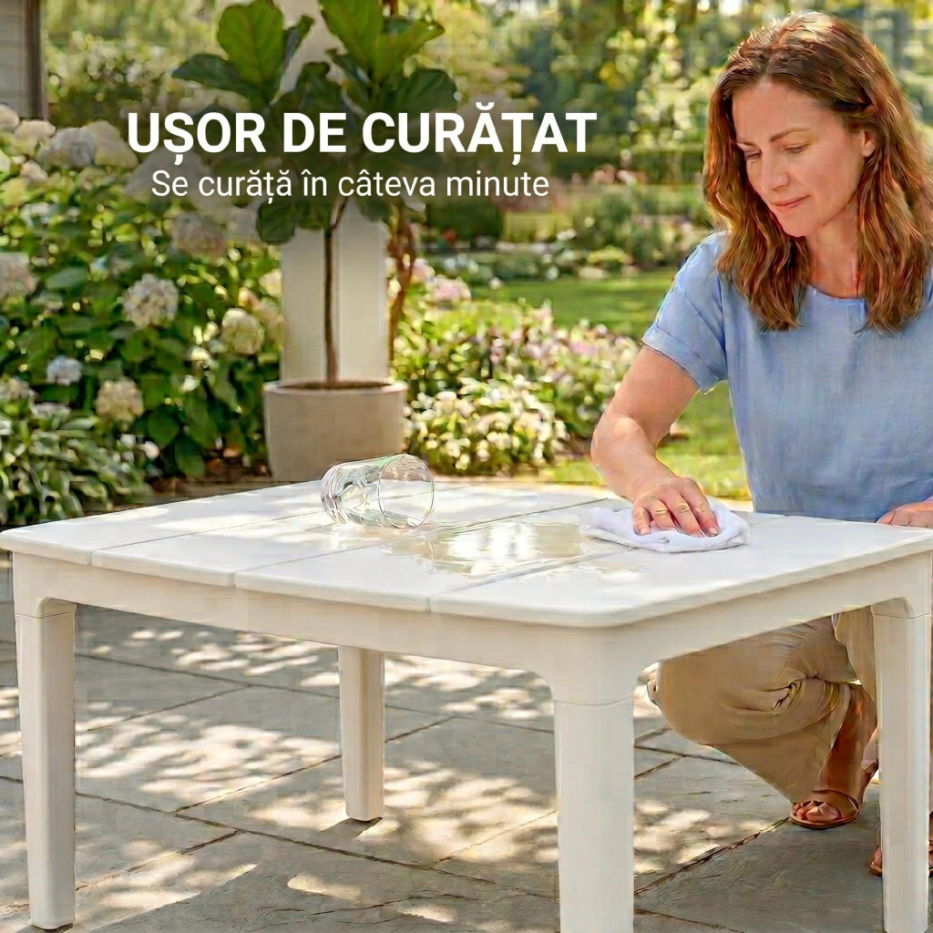 Tavolino da giardino rettangolare ¨C Xylo ¨C Plastica bianco crema 70x53cm