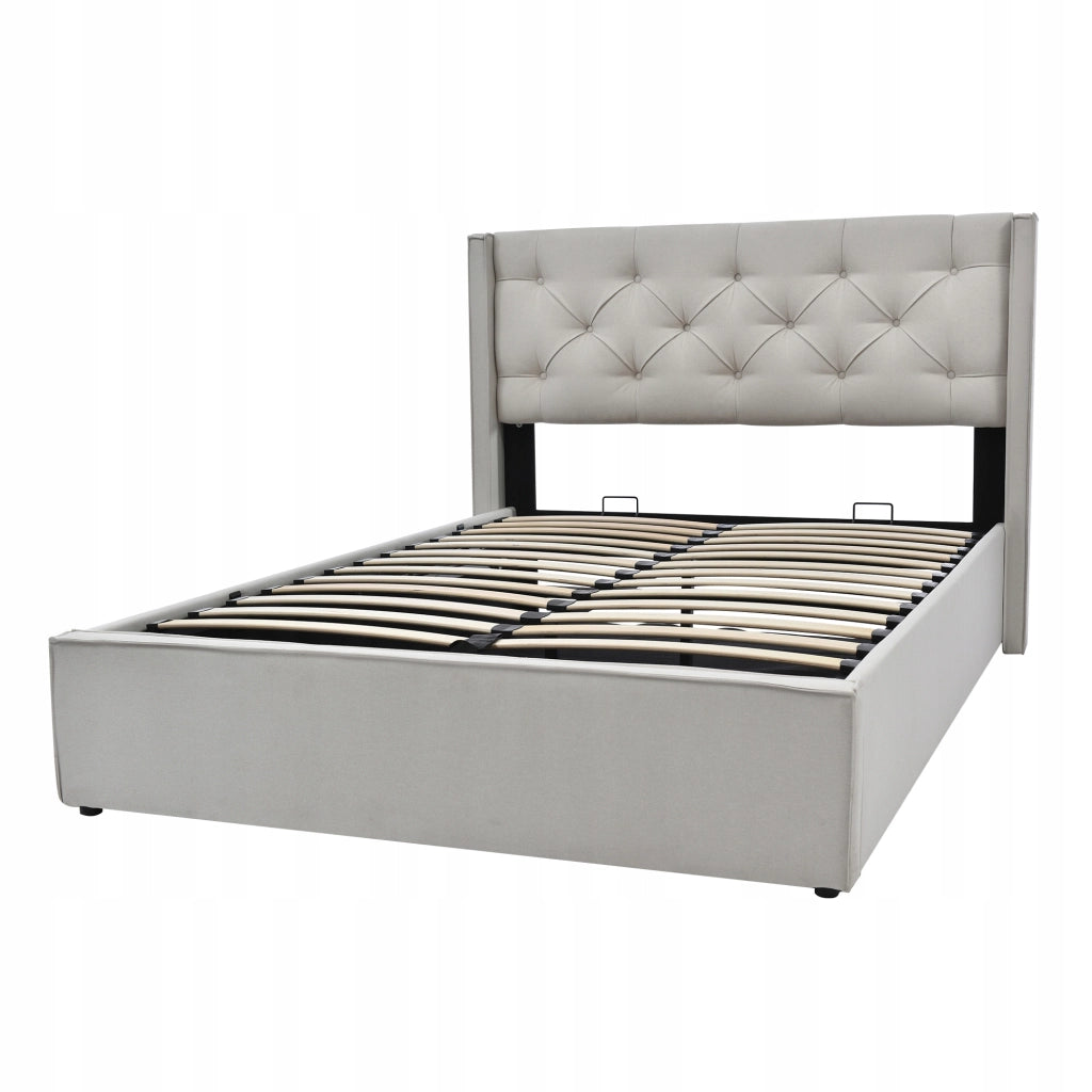 Letto imbottito con cassetto - Xylo - 160x200 - Grigio chiaro